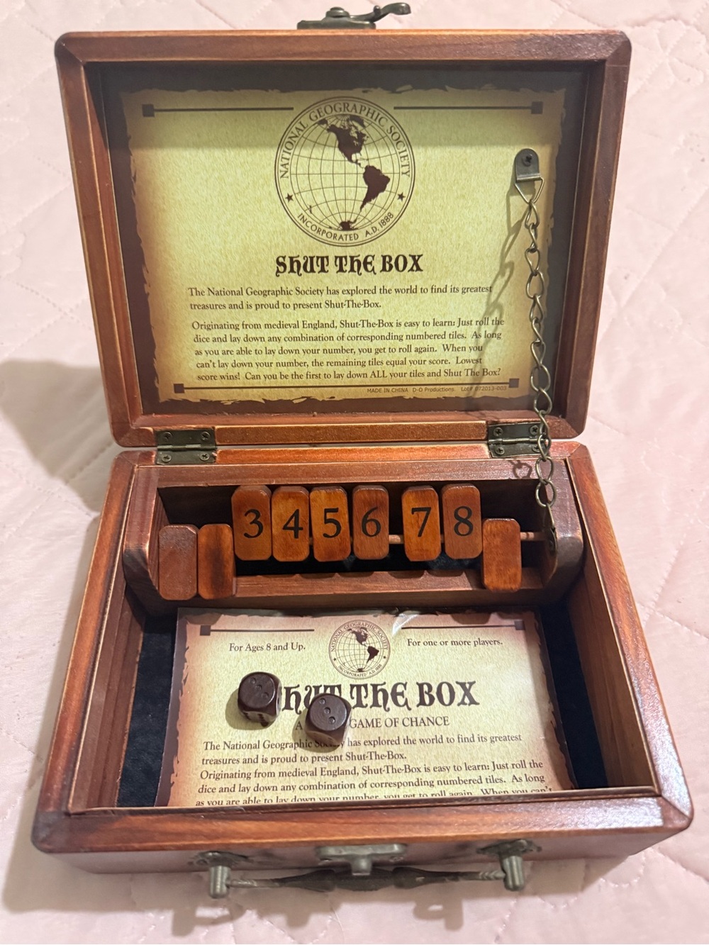 National Geographic Shut the Box Wooden Game - Brown